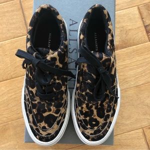 ALLSAINTS Mercia Leopard Print Sneaker Calf Hair Leather Size 6~New